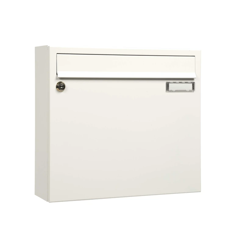 MEFA Sonata Sonate 131 letterbox with Name Plate (White, Post Box with Lock, Size 330 x 370 x 101 mm) 131110, 330x370x101