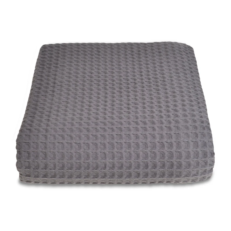 Allure Waffle Throw Blanket, 100% Cotton Luxury King Size Bedspread, 225 x 250cm (Charcoal Grey)