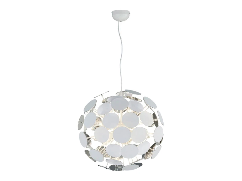 Trio Leuchten Discalgo 309900631 Pendant Light Matte White Metal with Plastic Discs White/Silver-Coloured 6X E14 54 x 54 x 150 cm