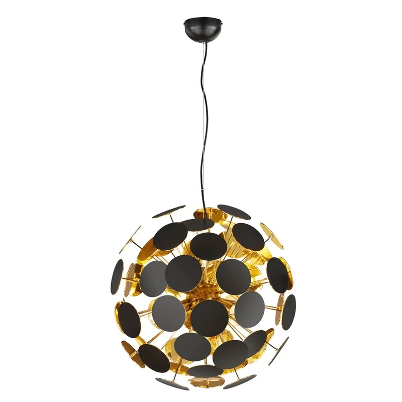 Trio Leuchten Discalgo 309900632 Pendant Light Metal/Plastic Black Matte/Gold Coloured Excludes 6X E14 54 x 54 x 150 cm