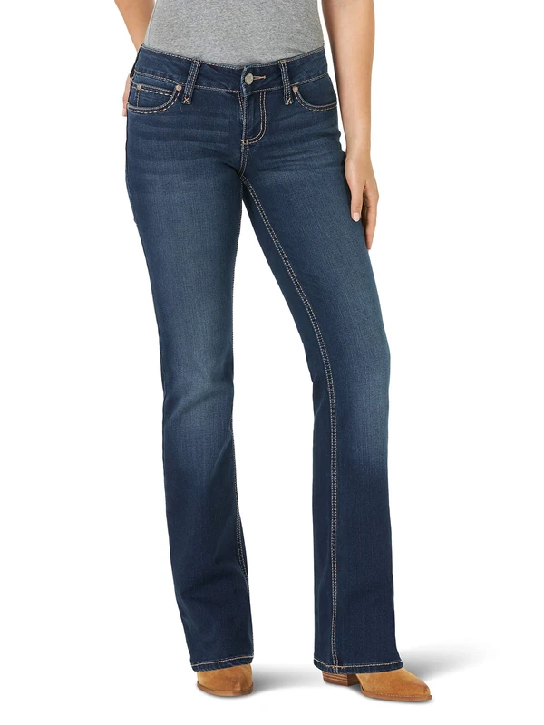 Wrangler Women's Retro Mid Rise Boot Cut Jean, Dark Wash, 5W x 34L