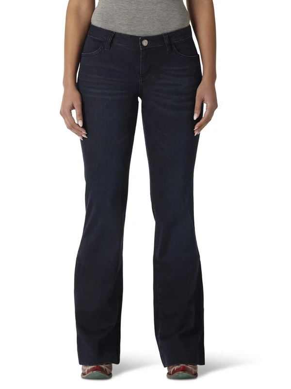 Wrangler Women's Retro Mid Rise Wide Leg Jean, Dark Blue, 19W x 34L