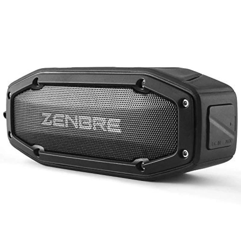 ZENBRE Bluetooth Speakers, D6 Bluetooth 4.1 Waterproof IPX6 with 18h Play-time, 10W Dual Driver with Bass Resonator, Handsfree Calling, Shockproof Portable Speaker(Black) - Image 1