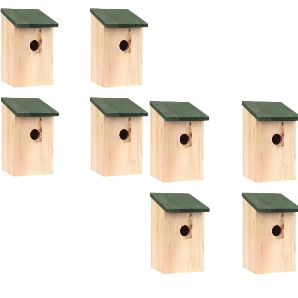 Garden Mile® Traditional Wooden Bird House Slate Roof Wild Bird Nesting Box Garden Outdoor Patio Bird Care Accessories Garden Ornament (8x Traditional Wooden Bird Nesting Box)