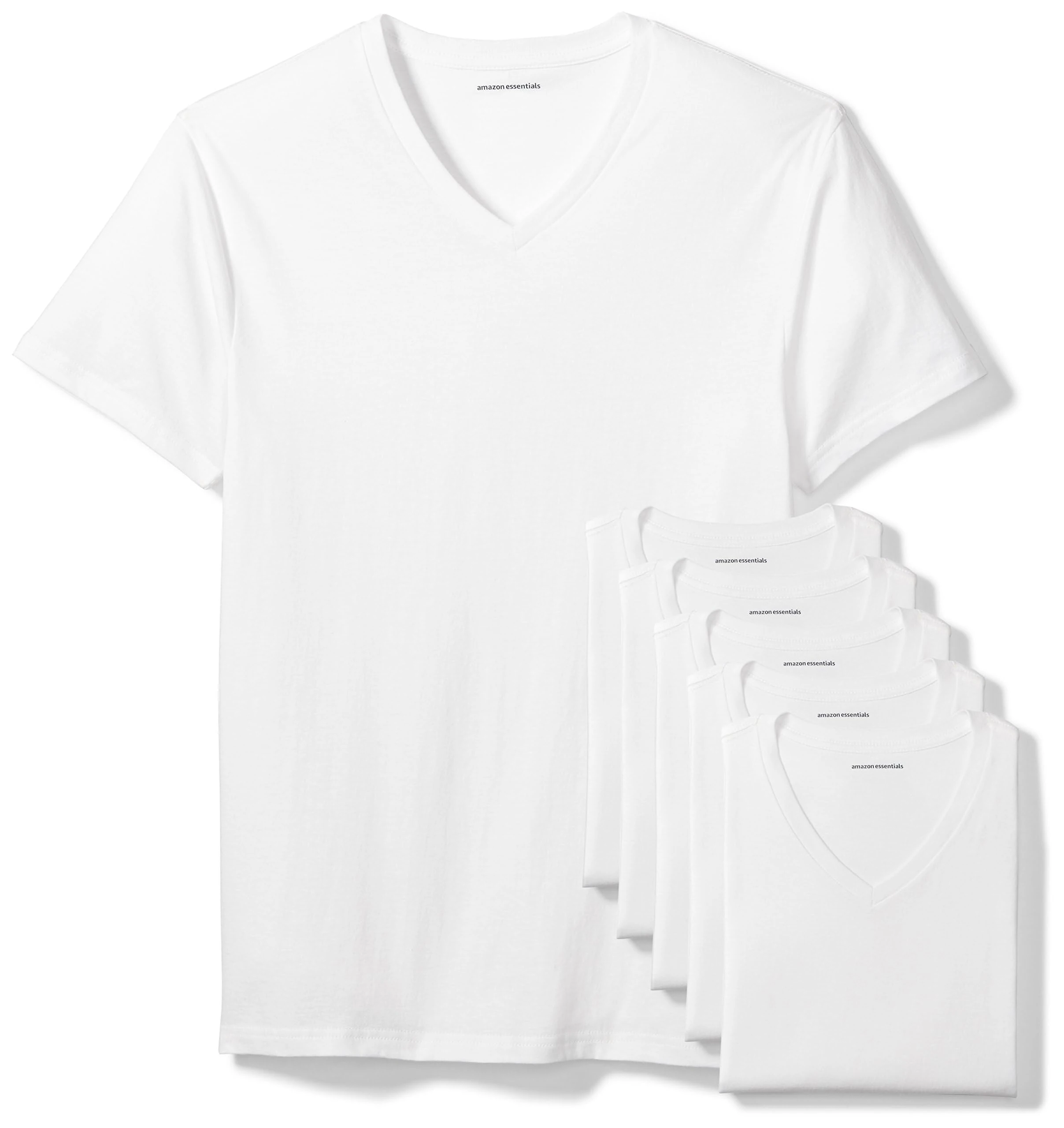 Amazon Essentials Men's V-Neck Undershirt, Breathable, Cotton, Pack of 6, White, XL