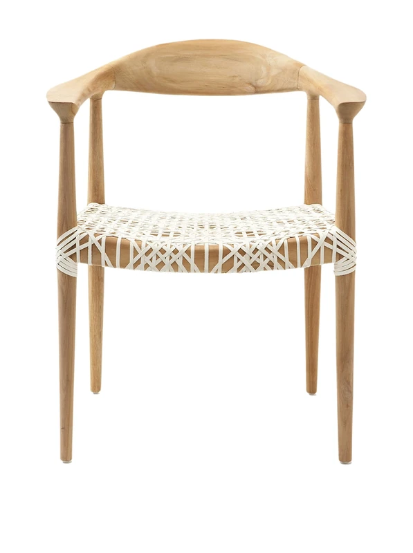 SAFAVIEH Bohemian Wooden Arm Chair, in Light Oak - Image 1
