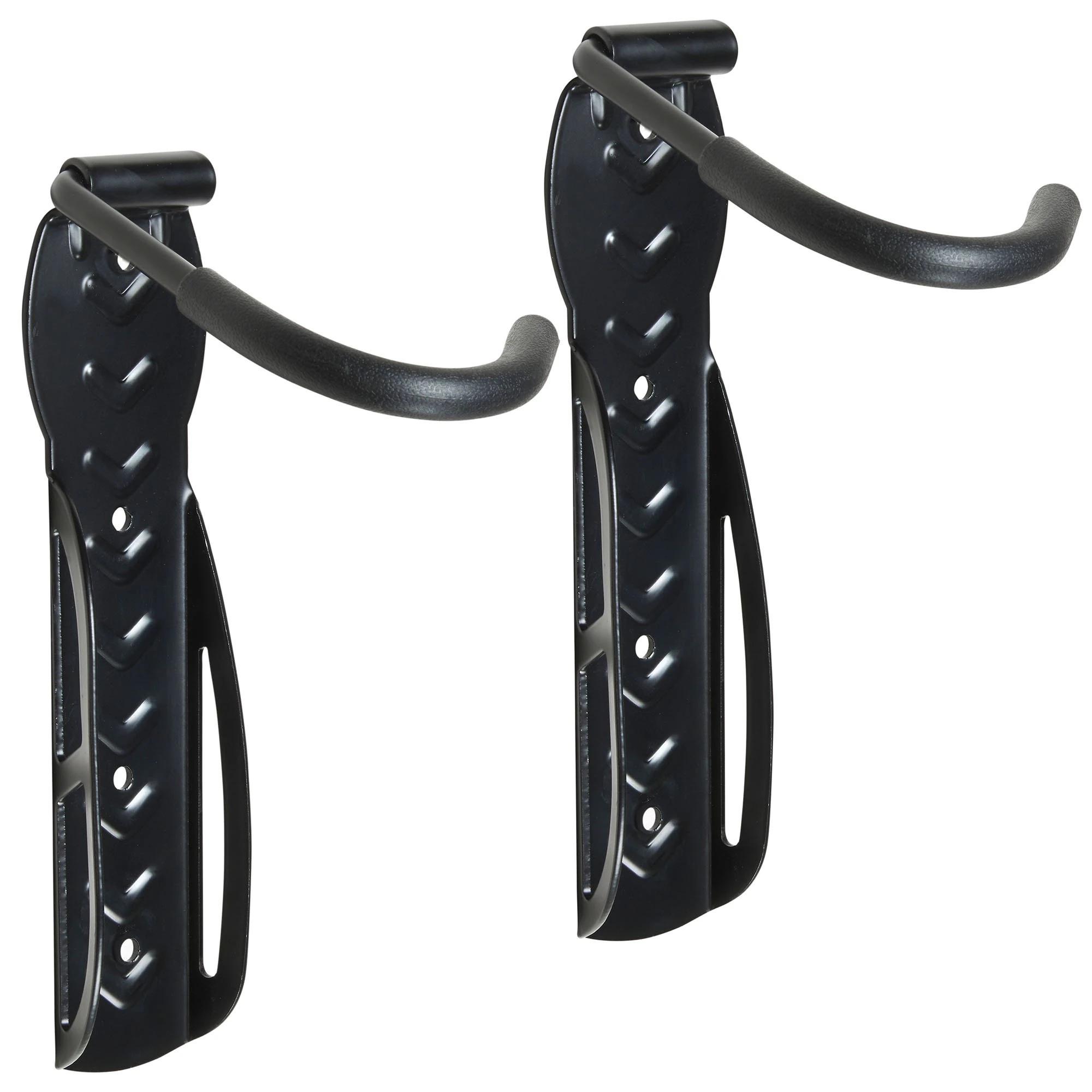 VonHaus Bike Wall Mounts - Bike Wall Rack, 2-Pack for Garage and Shed - Steel Coated Bicycle Storage Hooks - Vertical Storage Rack with Durable Plastic Clips