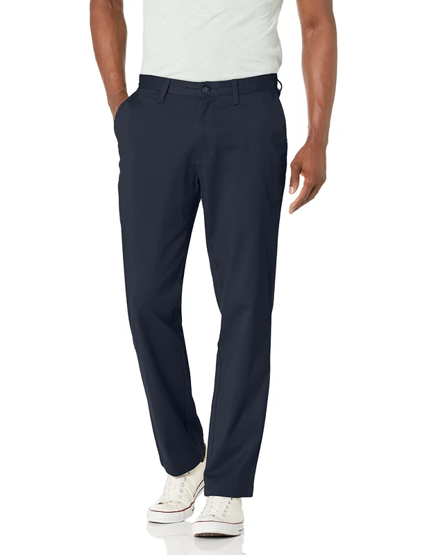 Nautica Men's Classic Fit Flat Front Stretch Solid Chino Deck Pant Business Casual, True Navy, 40W x 30L - Image 1