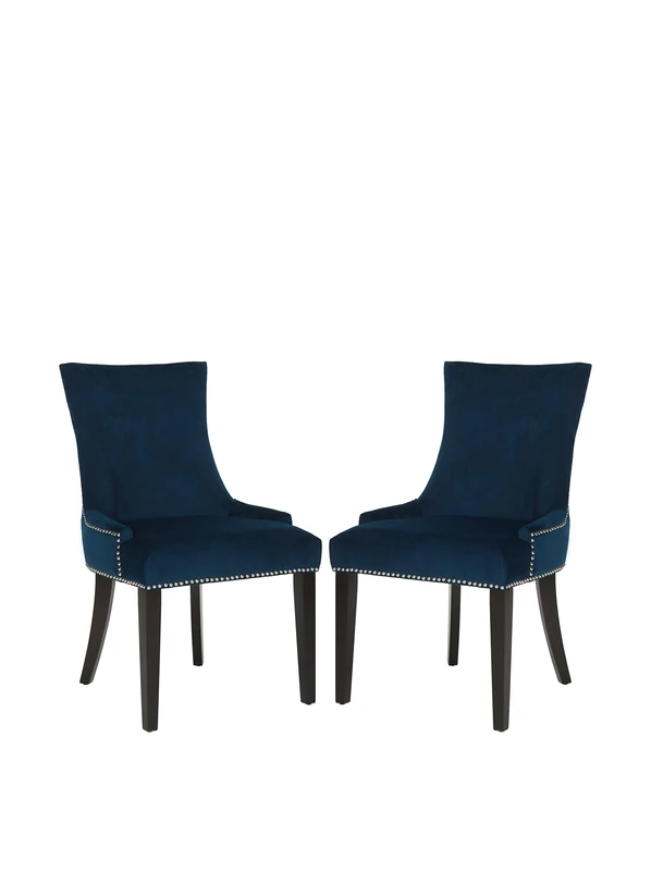 Safavieh Set of 2 Wooden Dining Chairs, in Navy