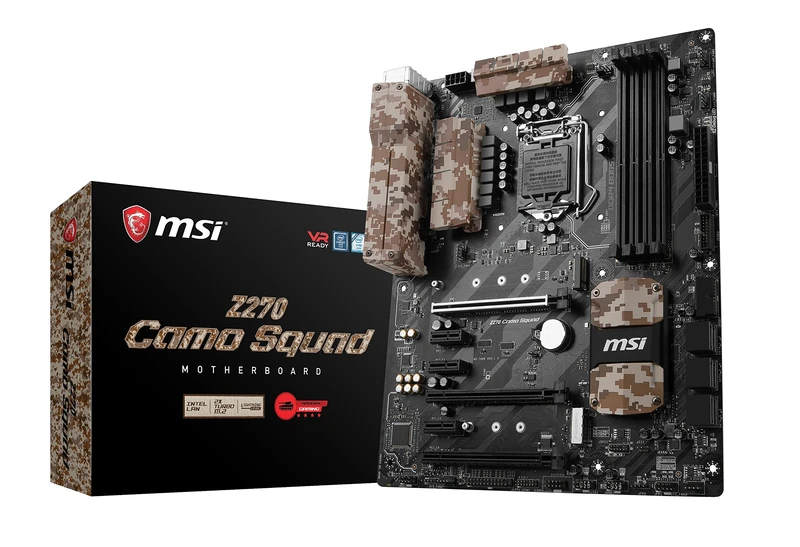 MSI Intel 1151 Z270 Camo Squad DDR4 VRR M.2 Audio LAN USB3.1 Mil cl5 ATX Motherboard - Black