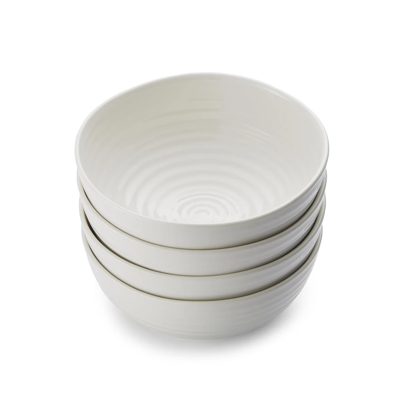 Portmeirion x Sophie Conran Set of 4 Noodle Bowls - White Bowl for Ramen, Breakfast or Cereal, Microwave, Oven, Freezer & Dishwasher Safe, Suitable for Everyday Use