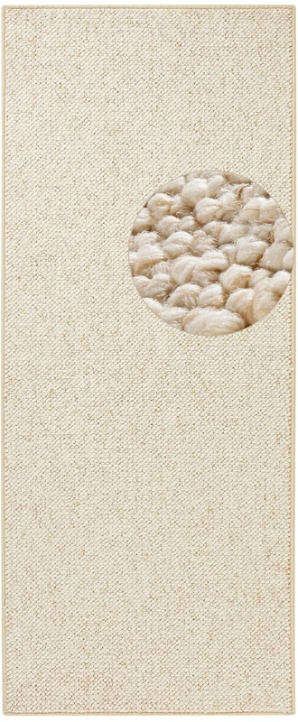 BT Carpet Wolly Runner - Living Room Rug Flat Weave Short Pile Wool Look Wool Skandi Look Dining Room Living Room Children's Room Bedroom - Cream, 80 x 200 cm