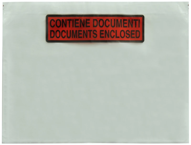 Carte Dozio Transparent Self-Adhesive Document Wallets with Writing 'Contains Documents'. Internal F.to 225 x 160 mm 1.000 Pieces Pack