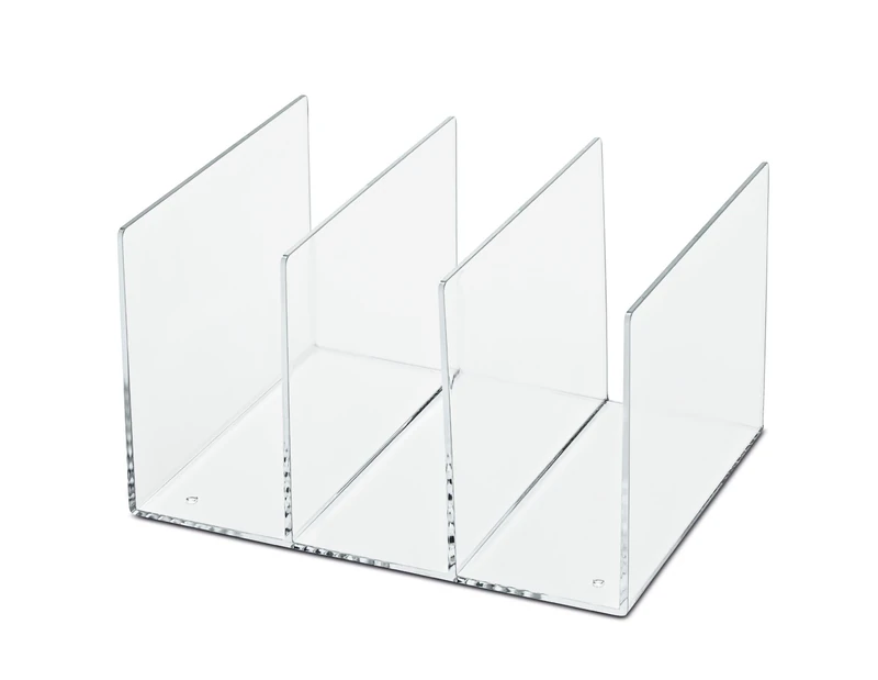Maul Acrylic Catalogue File 27 x 20.8 x 15.8 cm | Magazine File with 3 Compartments | Magazine Rack for Catalogue, Notebook and Magazines | Ideal for Desk, Shelf and Office | Transparent