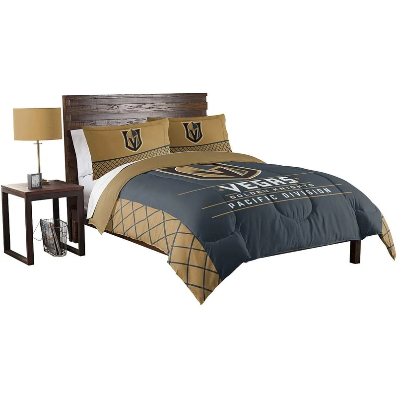 Northwest NHL Vegas Golden Knights Unisex-Adult Comforter and Sham Set, Full/Queen, Draft