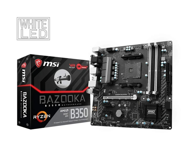 MSI AMD AM4 B350M Bazooka Ryzen 7th Gen DDR4 VR LED M.2 Micro ATX Motherboard - Black