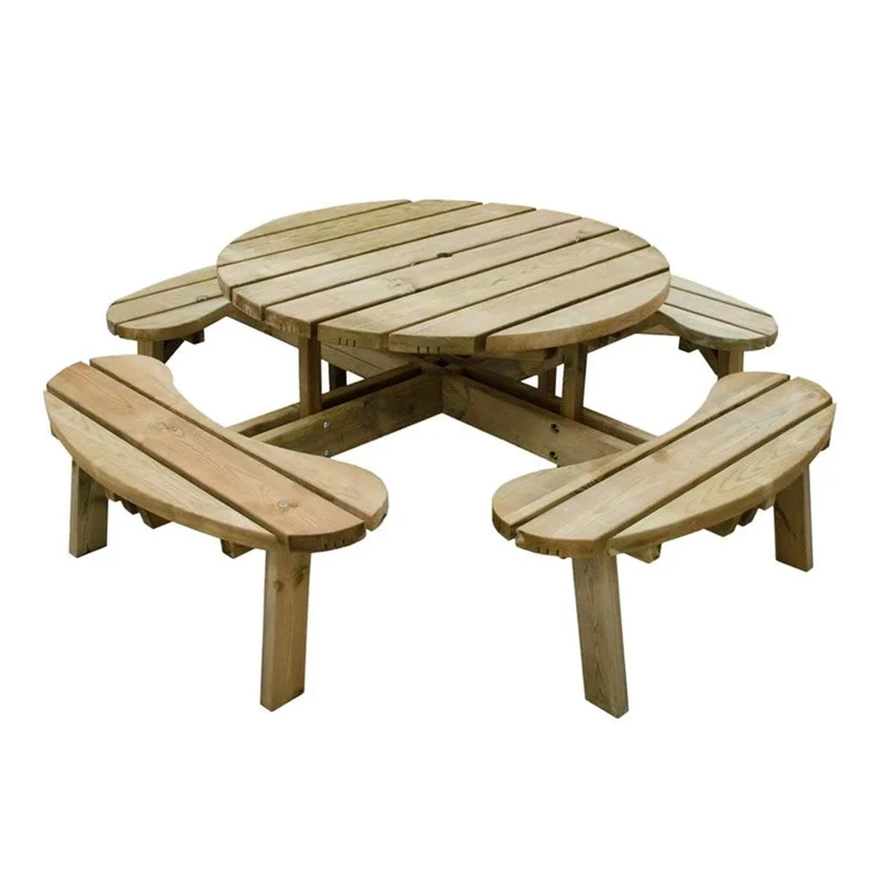 Forest Garden Circular Wooden Picnic Table with Bench Seats | 6' x 6' | Seats 8