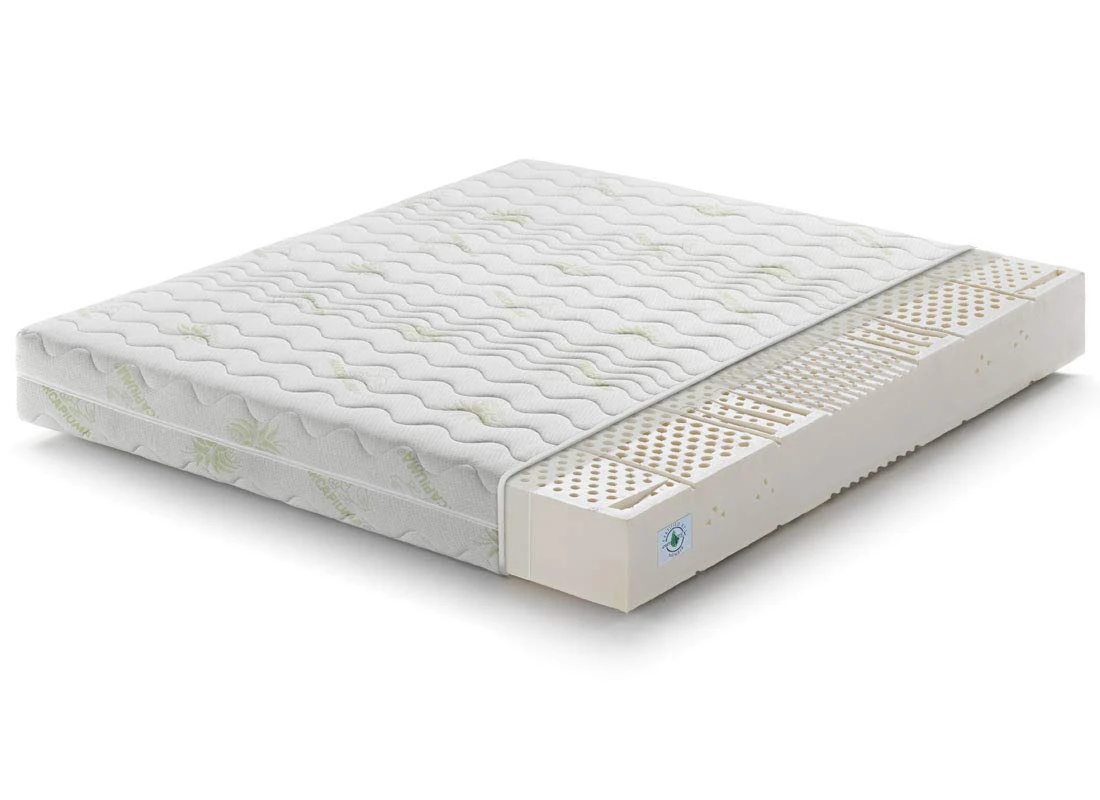 Marcapiuma Latex Mattress 4 ft 6 (4ft6 x 6ft6) 135x200 cm depth 18 cm SEVENLIFE 18 100% Latex Medium/Soft H2 Firmness 7 Zones Orthopaedic Mattress Removable ALOE VERA Cover Made in Italy
