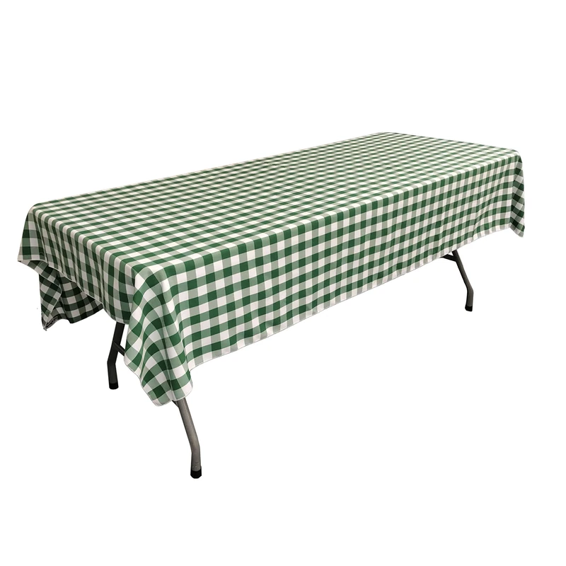 LA Linen Tablecloth, Hunter Green/White, 60" X 90"