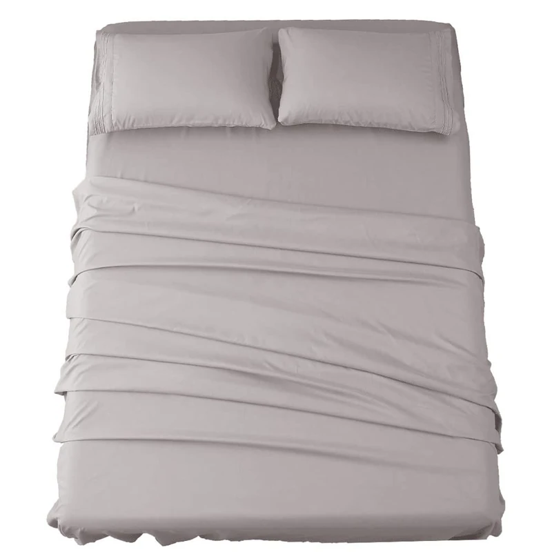 SONORO KATE Bed Sheet Set Super Soft Microfiber 1800 Thread Count Luxury Egyptian Sheets 18-Inch Deep Pocket Wrinkle-4 Piece(King Grey) - Image 1