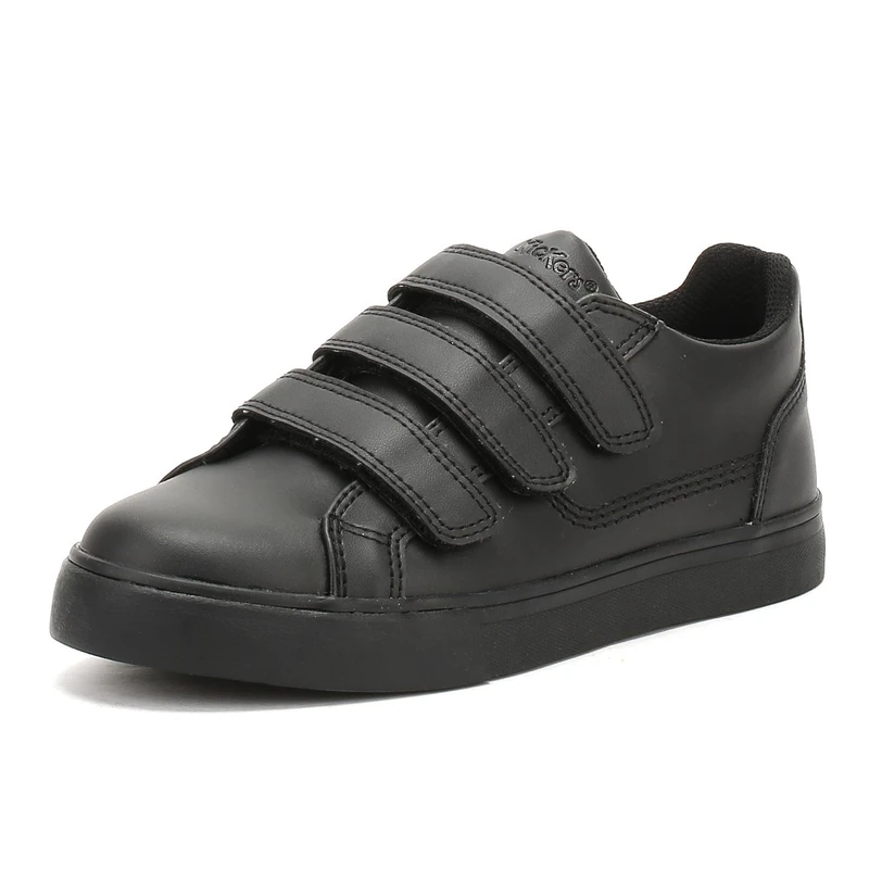 Kickers Youth Unisex Tovni Triple Strap School Shoes, Black, 4 UK