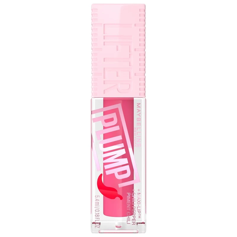 Maybelline New York, Lifter Plump Lip Gloss, Lasting Plump, Heated Formula with Hyaluronic Acid and Chilli Pepper, XL Wand, Vegan Formula, Shade: 003 Pink Sting