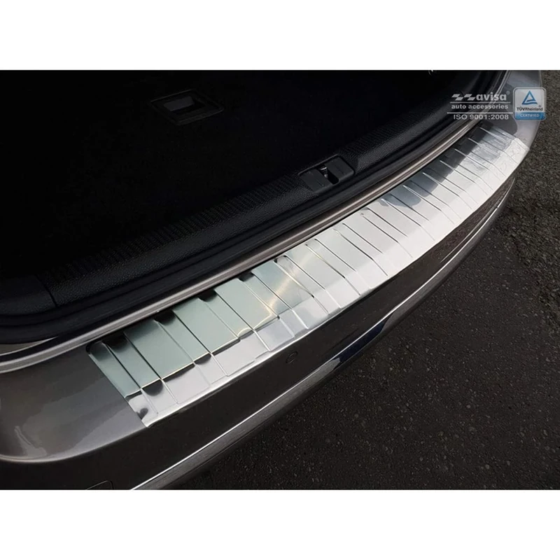 Avisa Stainless Steel Rear bumper protector compatible with Volkswagen Passat B7 Variant 2010-2014 'Ribs'