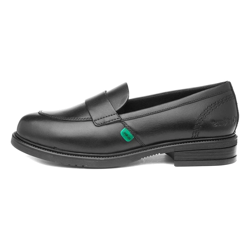 Kickers Women's Slip On Loafers Leather Shoes | Smart Everyday School Look | Easy Slip-On Style, Cushioned for All-Day Wear, Black, 4 UK