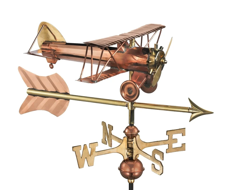 Good Directions 8812PAG Biplane with Arrow Garden Weathervane - Pure Copper with Garden Pole
