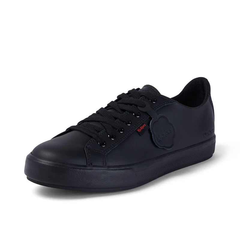Kickers Unisex Tovni Lacer Low-Top Trainers | Sporty Sneaker-Inspired Style | Secure Lace-Up Fit, Cushioned for All-Day Wear, Black, 4 UK