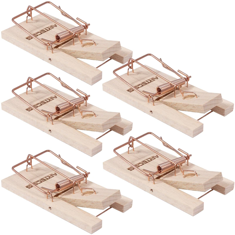 ARTECSIS Pack of 5 Wooden Mouse Snap Traps - Reusable Set