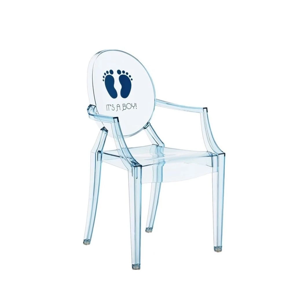 Kartell Loulou Ghost Kids, Plastic, Light Blue, 37 x 39 x 63 cm