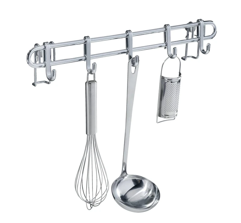 WENKO Strip Style with 5 Hooks, Metal, Silver, 40 x 3 x 6.5 cm - Image 1