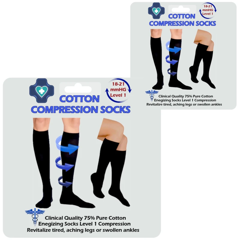 Kensington 2pk Compression Socks - 18-21 mmHg Cotton Pregnancy Support