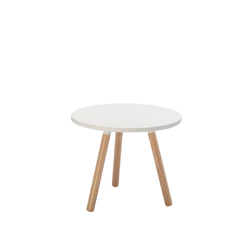 Office Hippo Tripod Side Table, Wood, White, Small