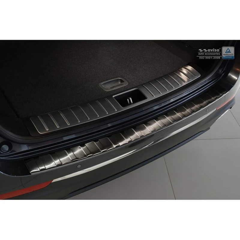 Avisa Black Stainless Steel Rear bumper protector compatible with Kia Optima Combi 2016- 'Ribs' - Image 1