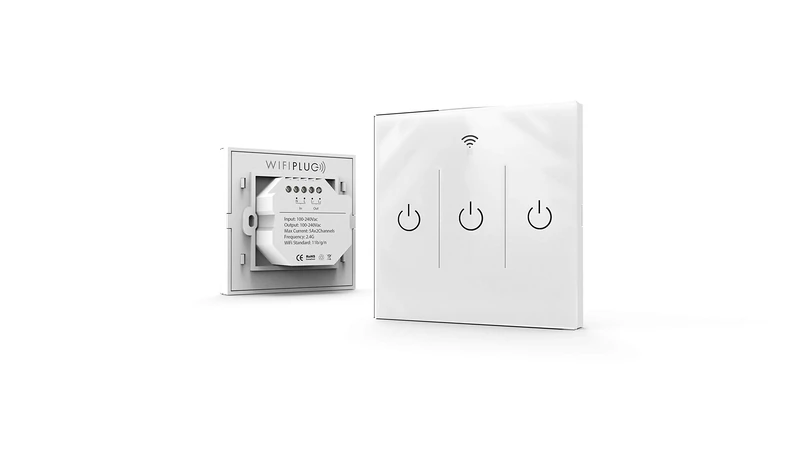 WIFIPLUG WPGLASS3 Glass Smart 3 Gang Lightswitch for Amazon Alexa, Google Home and IFTTT, White
