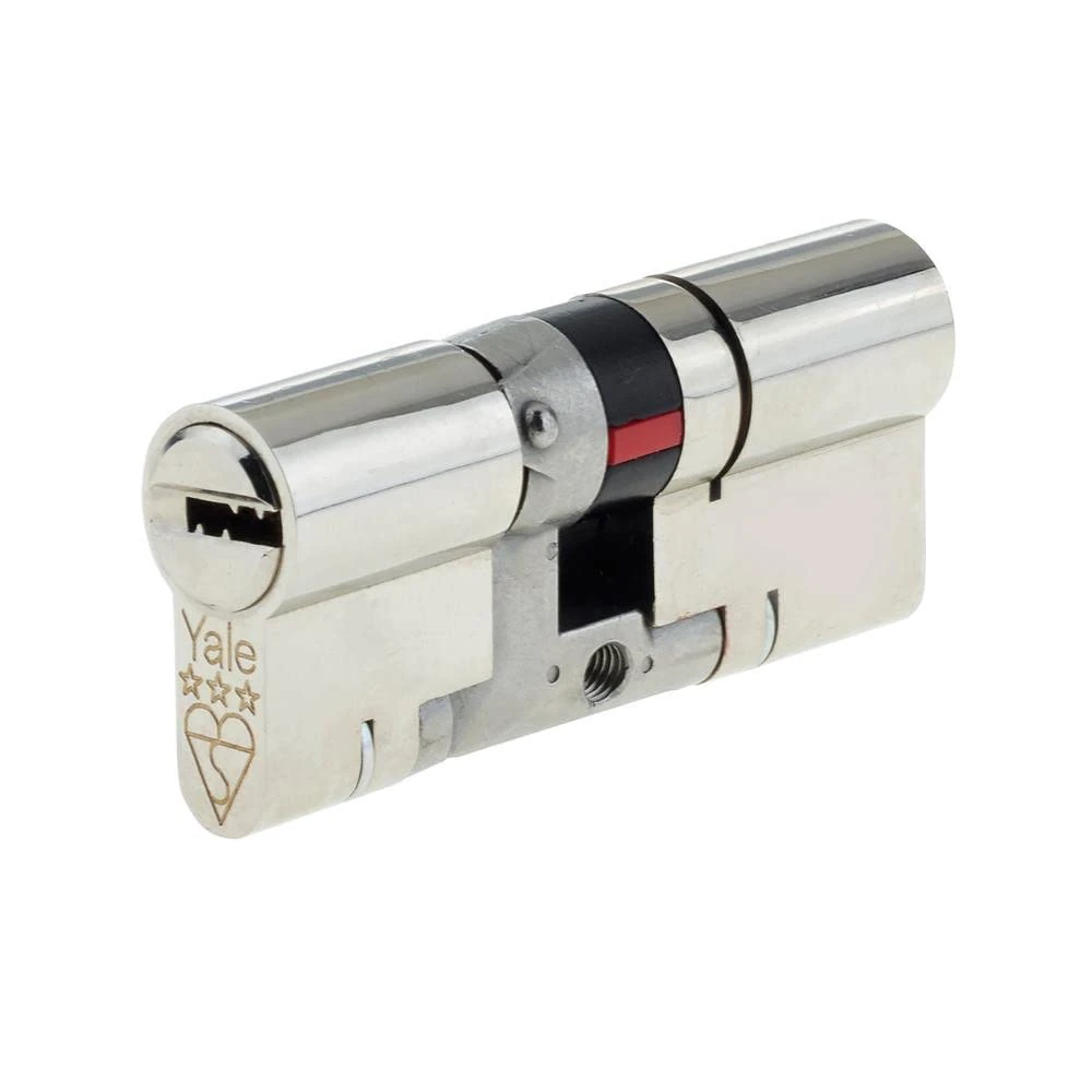Yale Anti-Snap 3 Star Euro Double Cylinder, High Security, Nickel Finish, 40:45 (85 mm)