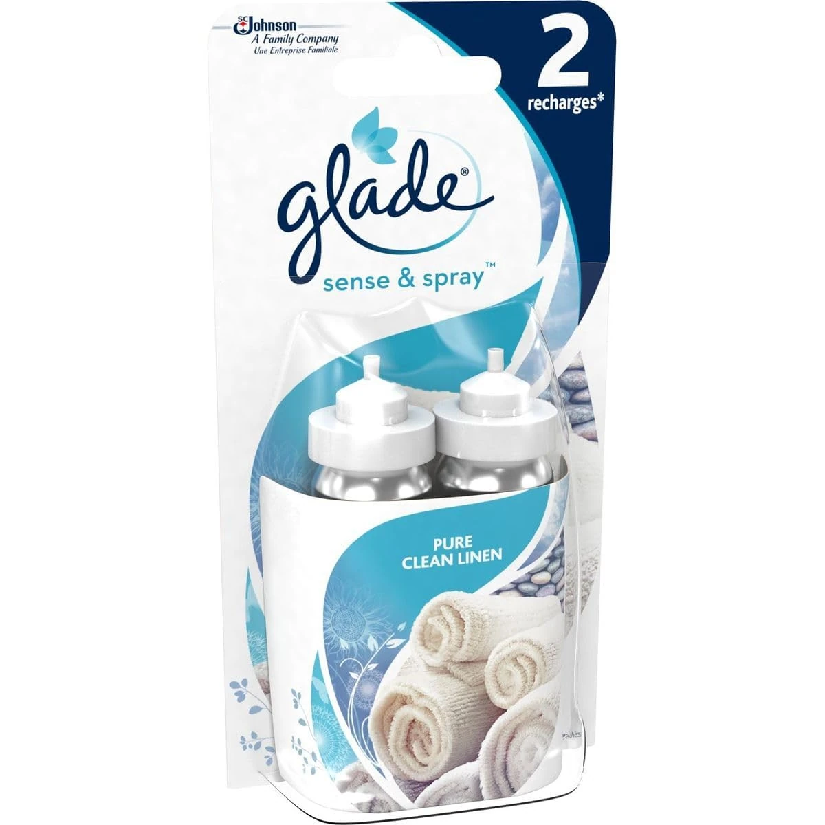 Glade Sense & Spray Air Freshener Refill, Motion Activated Automatic Room Spray and Odour Eliminator for Home, Clean Linen, Duo Pack (2 x 18ml)