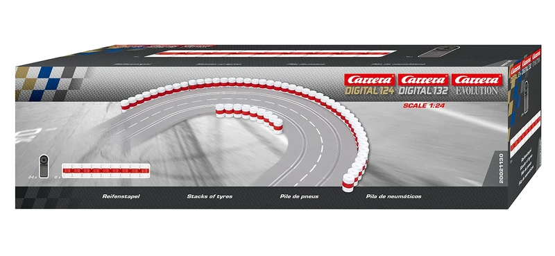 Carrera 20021130 Tire Wall (6x 9Lx3H stacks + fittings) Slot Car Racing Accessory
