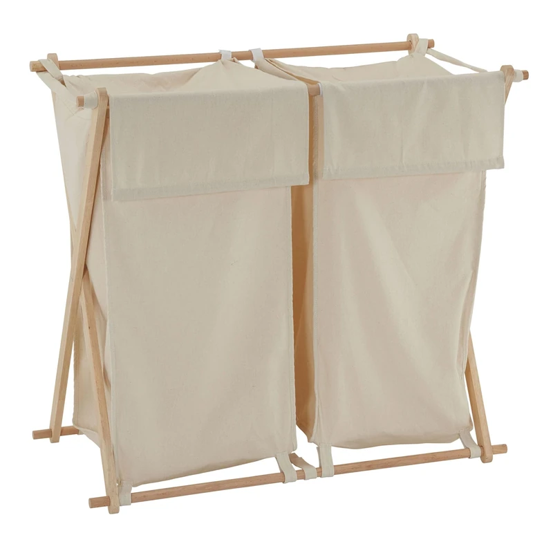 Household Essentials 6786-1 Collapsible Double X-Frame Laundry Hamper Sorter with Fold Over Lid, White