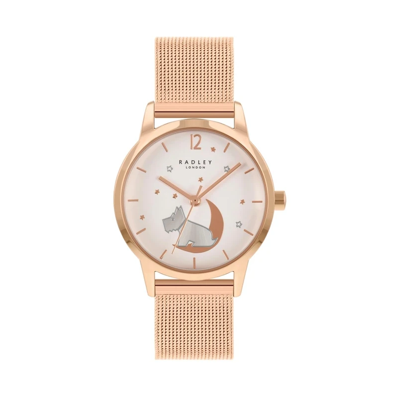 RADLEY Ladies Rose Gold Stainless Steel Mesh Strap Watch RY4536A