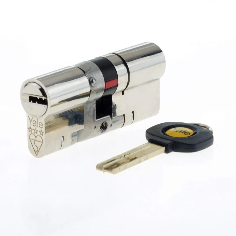 Yale Anti-Snap 3 Star Euro Double Cylinder, High Security,Nickel Finish, 35.55 (90 mm)