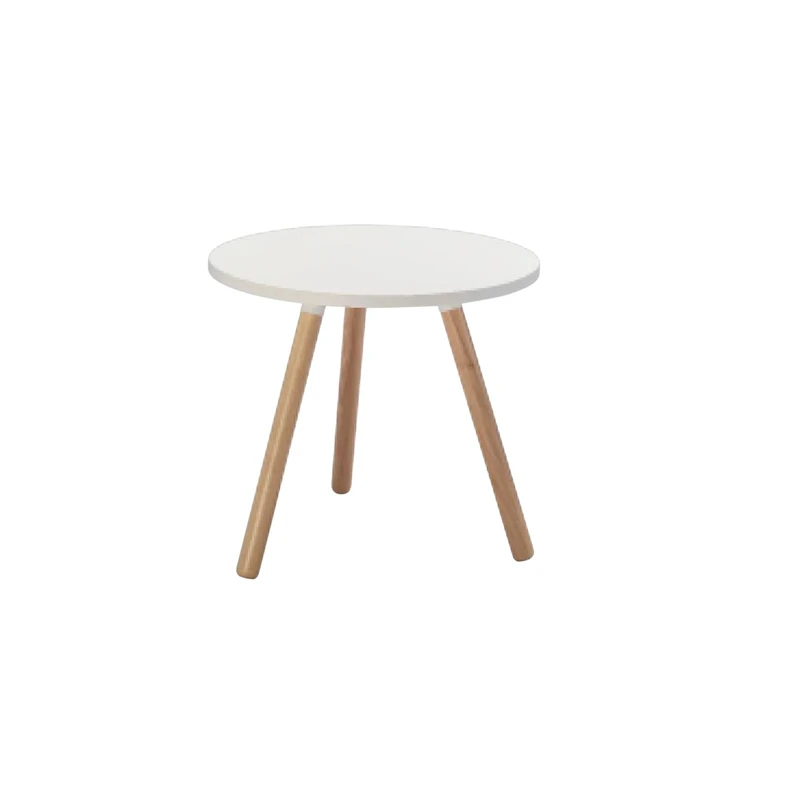 Office Hippo Tripod Side Table, Wood, White, Medium