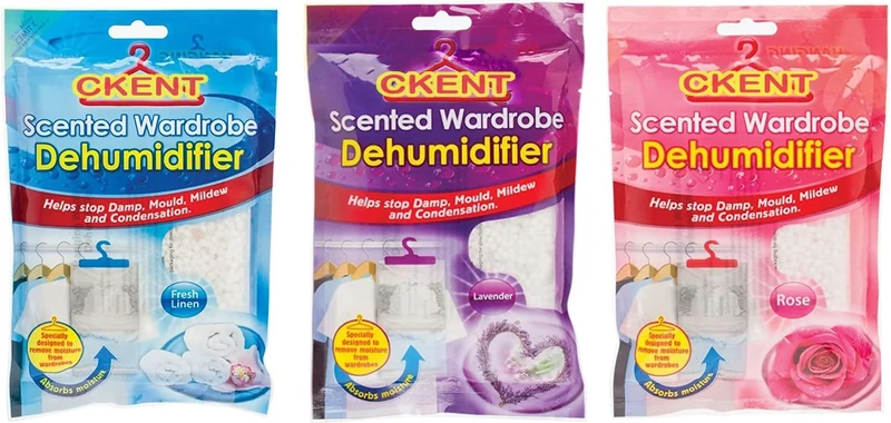 CKENT Hanging Wardrobe Dehumidifier Bags - Pack of 3 Scented