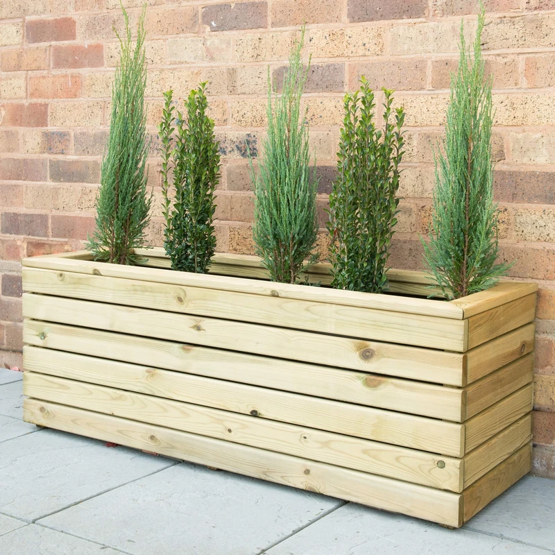 Forest Garden 1.2m x 0.40m Pressure Treated Wooden Long Linear Planter, 158 litre