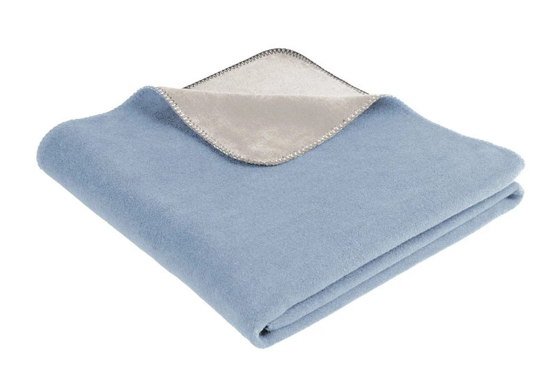 Biederlack Duo-Cotton Throw, Blend, Ice Blue/Smoke, Single