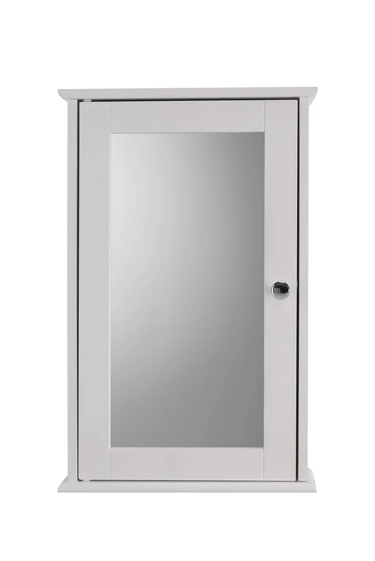 Croydex Blanco Single Door Mirror White Wooden Cabinet with Hang N Lock Fitting System, 13x34x53 cm