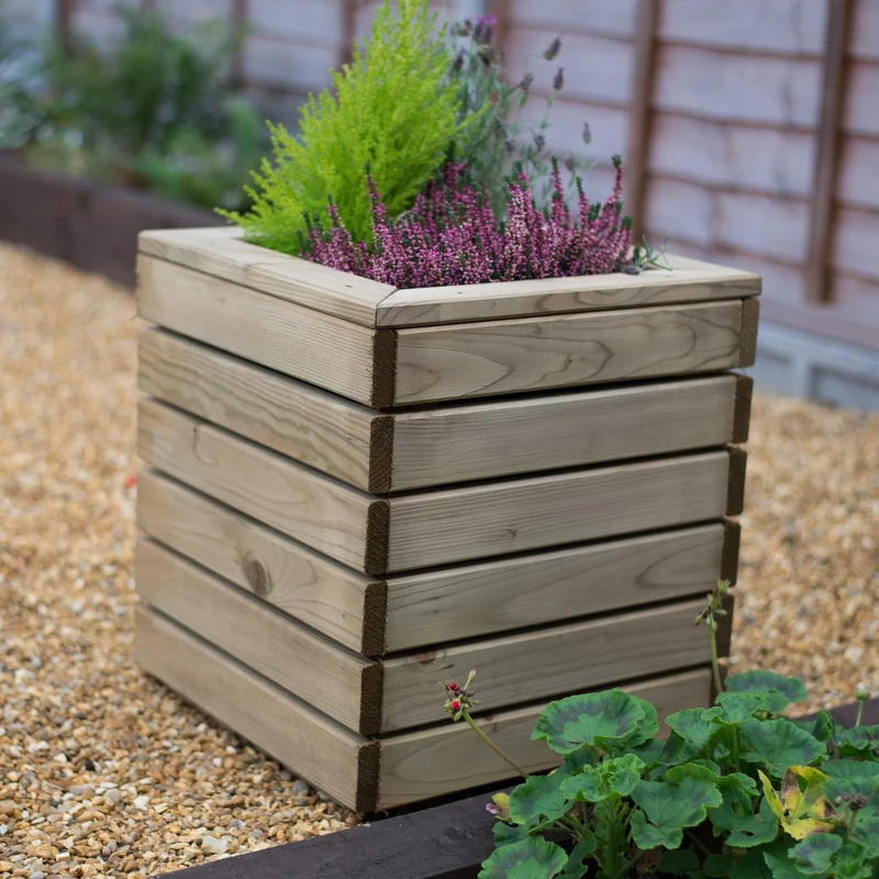 Forest Garden Linear Square Wooden Planter 40cm x 40cm