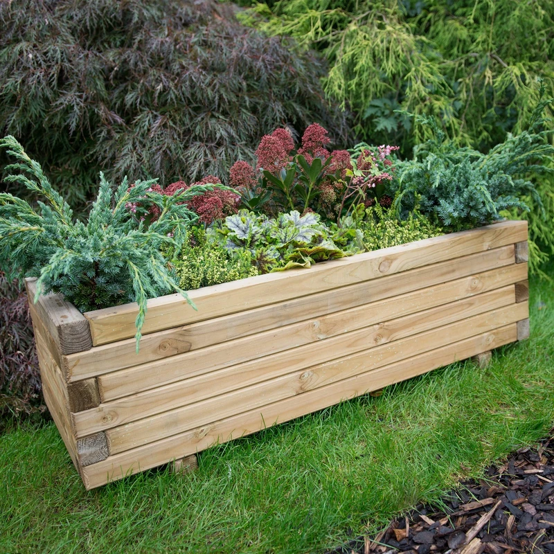 Forest Garden 1m Pressure Treated Wooden Agen Planter, 70 litre